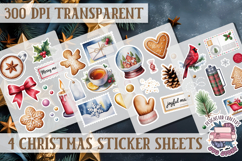 Christmas Watercolor Sticker Sheet Winter 4 PNG Product Image 1