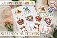 Scrapbooking sticker sheet Cute Funny PNG Watercolor School Product Image 1