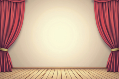Red Velvet Curtains and a Wooden Floor Background Wallpaper Product Image 1