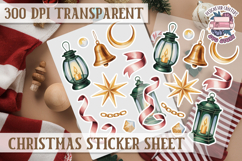 Christmas Watercolor Sticker Sheet Winter Cute Holiday PNG Product Image 1