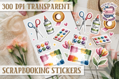 Scrapbooking sticker sheet Cute Funny PNG Watercolor School Product Image 1
