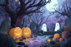 Graveyard at Night Background Wallpaper Product Image 1