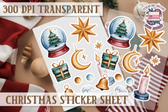 Christmas Watercolor Sticker Sheet Winter Cute Holiday PNG Product Image 1