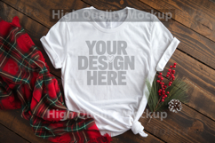 Christmas White T-shirt mockup - Christmas Background Product Image 1