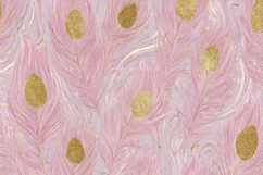 Pink and Gold Peacock Feathers Background Wallpaper Product Image 1
