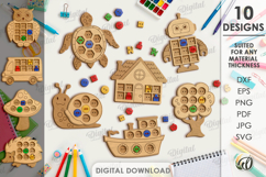 Montessori Lacing Puzzles Bundle Laser Cut. Kids game SVG Product Image 1