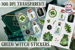Green Witch sticker sheet Magic Scrapbook PNG Herbs Spells Product Image 1