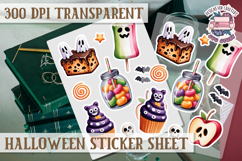 Halloween sticker sheet Creepy Scrapbook PNG Funny Skulls Product Image 1