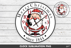 Christmas Clock Sublimation PNG. Santa Design PNG Product Image 1