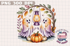 Halloween Cute Watercolor Clipart PNG Pastel Ghost Design Product Image 1