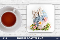 Easter Coaster Sublimation PNG, Cute Easter Egg PNG Product Image 1