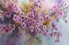 Pink Cherry Blossoms Background Product Image 1