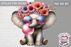 Cute Animal Easter Flowers Sublimation Design PNG Spring Product Image 1