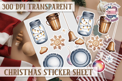 Christmas Watercolor Sticker Sheet Winter Cute Holiday PNG Product Image 1