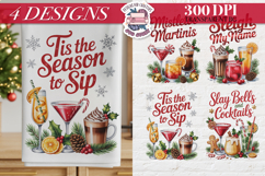 Christmas Cocktail Towels Clipart Sublimation 4 PNG Product Image 1