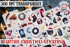 Gothic Christmas Watercolor Sticker Sheet Winter Scary PNG Product Image 1
