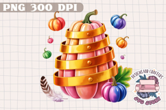 Autumn Pumpkin Sublimation design Fall Decorative Color PNG Product Image 1