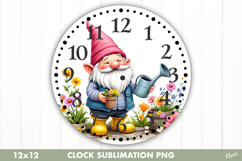 Spring Clock Sublimation. Garden Clock Design PNG Product Image 1