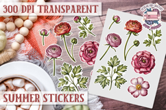 Summer Vibes sticker sheet Beach Scrapbook PNG Flowers Product Image 1