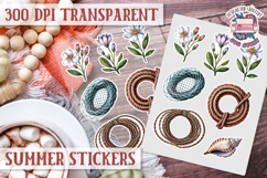 Summer Vibes sticker sheet Beach Scrapbook PNG Flowers Product Image 1