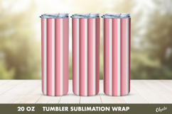 Vertical Pink Striped Tumbler Wrap PNG, 20 OZ Tumbler PNG Product Image 1