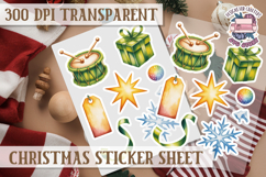 Christmas Watercolor Sticker Sheet Winter Cute Holiday PNG Product Image 1