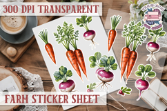 Farm sticker sheet Harvest Scrapbook PNG Vegetables Cozy Product Image 1