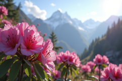 Vibrant Pink Rhododendron Flowers Background Wallpaper Product Image 1