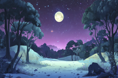 Moonlight Forest Background Wallpaper Product Image 1