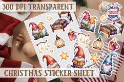 Christmas Watercolor Sticker Sheet Winter Cute Holiday PNG Product Image 1