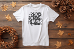 T-Shirt Mockup Fall Leaves PSD JPG Product Image 1