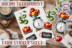 Farm sticker sheet Harvest Scrapbook PNG Vegetables Cozy Product Image 1