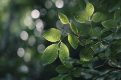 Dew Drops on Green Leaves Background Wallpaper Product Image 1