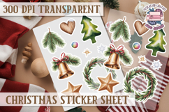 Christmas Watercolor Sticker Sheet Winter Cute Holiday PNG Product Image 1
