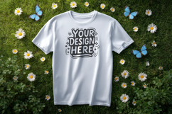 T-Shirt Mockup Grass Outdoor PSD JPG Product Image 1