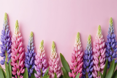 Lupine Flowers on a Pink Background Wallpaper Product Image 1