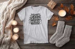 T-Shirt Mockup Blanket Candle PSD JPG Product Image 1