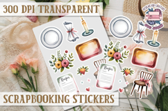 Scrapbooking sticker sheet Cute Funny PNG Watercolor School Product Image 1