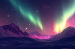 Northern Lights with Mountains Background Wallpaper Product Image 1