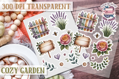 Cozy Garden sticker sheet Flowers Botanical PNG Cute Product Image 1