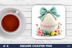 Easter Coaster Sublimation PNG, Cute Easter Egg PNG Product Image 1