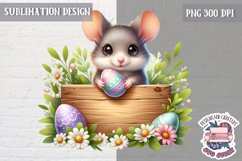 Cute Easter Animal with board Sublimation Design PNG Spring Product Image 1