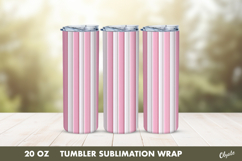 Vertical Pink Striped Tumbler Wrap PNG, 20 OZ Tumbler PNG Product Image 1