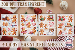 Christmas Gingerbread mans Watercolor Sticker Sheet Winter Product Image 1