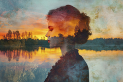 Lady Silhoutte with Nature Background Wallpaper Product Image 1