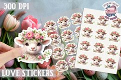 Spring sticker Cute animal with flowers Love PNG Funny Product Image 1