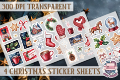 Christmas Watercolor Sticker Sheet Winter 4 PNG Product Image 1