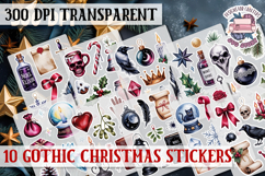 Gothic Christmas Watercolor Sticker Sheet Winter Scary PNG Product Image 1