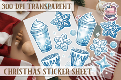 Christmas Watercolor Sticker Sheet Winter Cute Holiday PNG Product Image 1