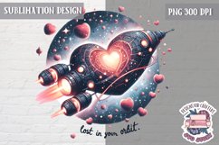 Valentine&#039;s Sublimation Design PNG Cute Space Astronauts Product Image 1